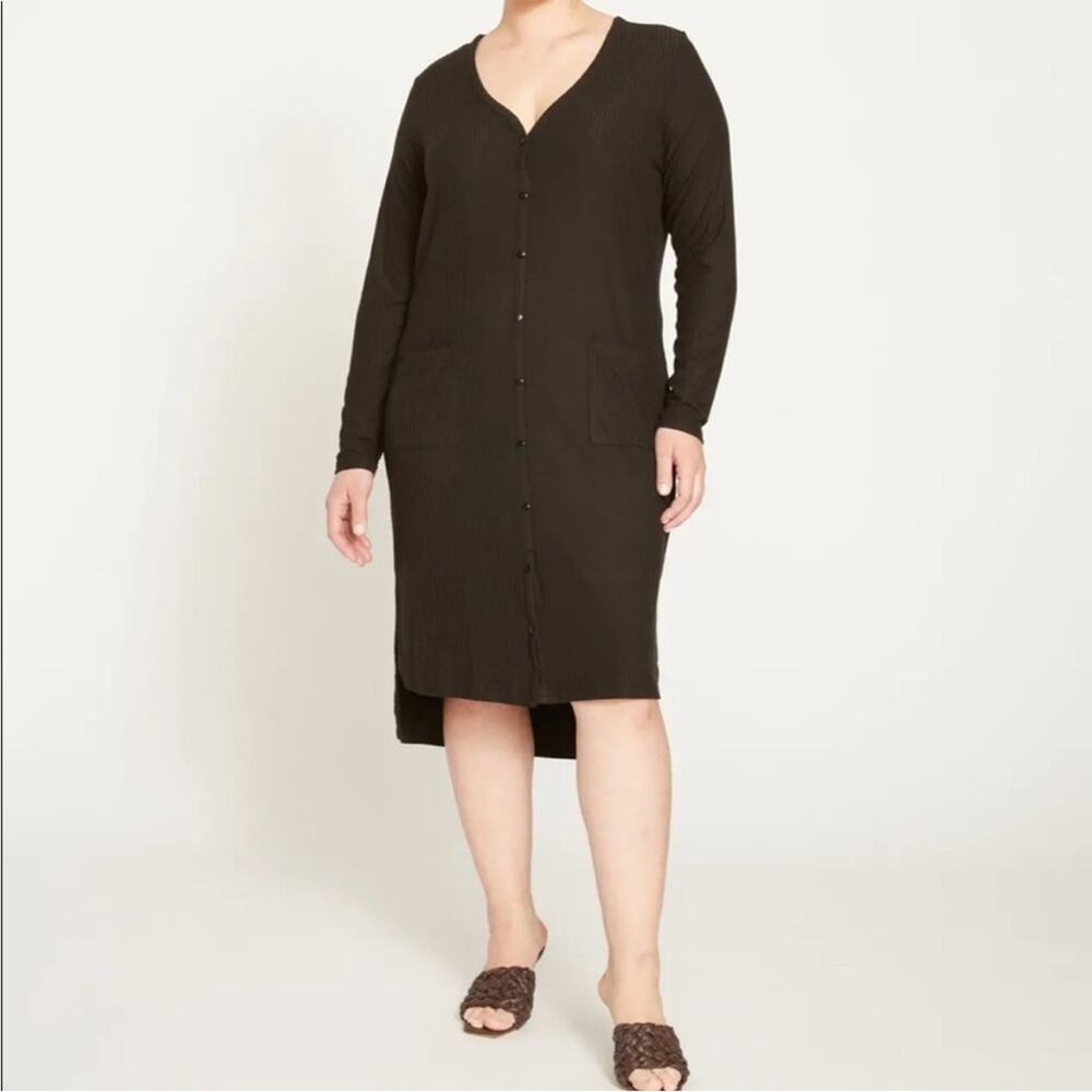 Universal Standard ribbed cardigan dress black sz 18 20